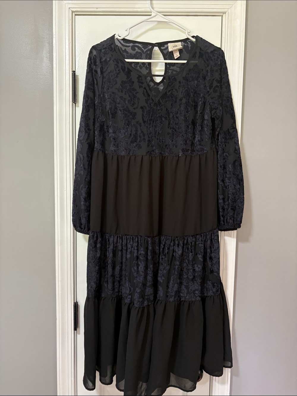 Black Tiered Long Sleeve Dress